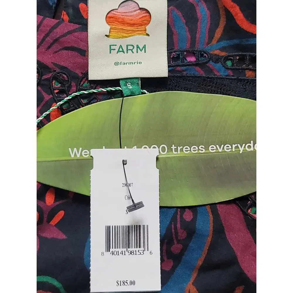 FARM Rio FrutisDream Puff Sleeve SubtleFruit Print NWT Sz S BOHO Art to Wear Y2K